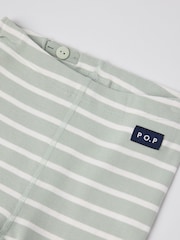 Polarn O. Pyret Green Organic Cotton Striped Leggings - Image 2 of 3