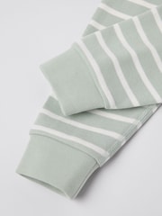 Polarn O. Pyret Green Organic Cotton Striped Leggings - Image 3 of 3