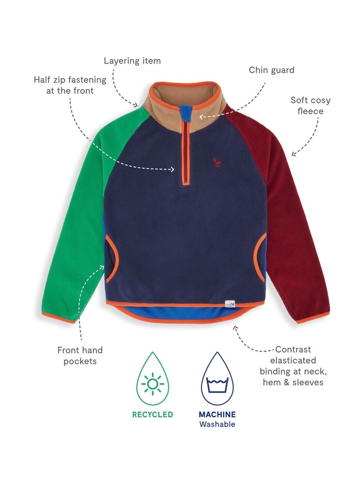 Muddy Puddles Blue Half Zip Polar Jacket - Image 3 of 3 Muddy Puddles Blue Half Zip Polar Jacket - Image 3 of 3