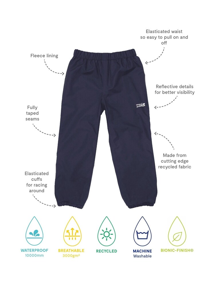 Muddy Puddles Blue Waterproof EcoSplash Trousers - Image 3 of 3