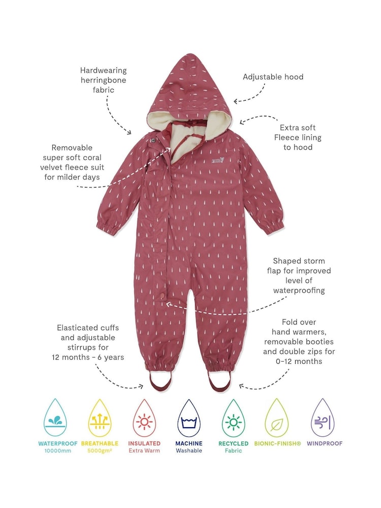 Muddy Puddles Pink Waterproof 3-in-1 Puddlesuit - Image 9 of 9 Muddy Puddles Pink Waterproof 3-in-1 Puddlesuit - Image 9 of 9