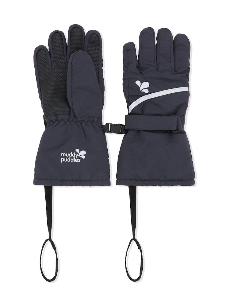 Muddy Puddles Blue Waterproof Kids Ski Gloves - Image 1 of 2 Muddy Puddles Blue Waterproof Kids Ski Gloves - Image 1 of 2