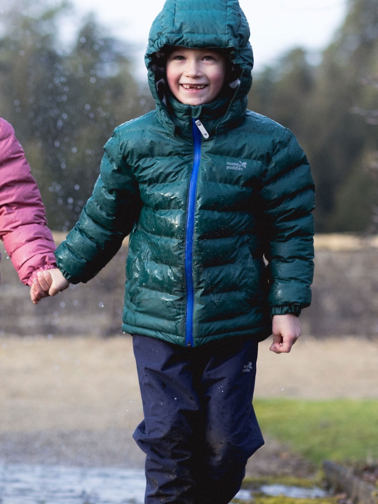 Muddy Puddles Green Waterproof Puffer Jacket - Image 1 of 7 Muddy Puddles Green Waterproof Puffer Jacket - Image 1 of 7