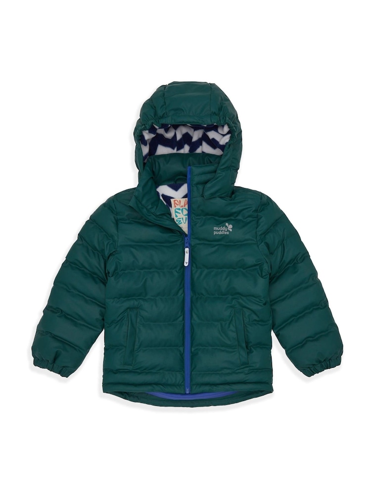 Muddy Puddles Green Waterproof Puffer Jacket - Image 2 of 7 Muddy Puddles Green Waterproof Puffer Jacket - Image 2 of 7