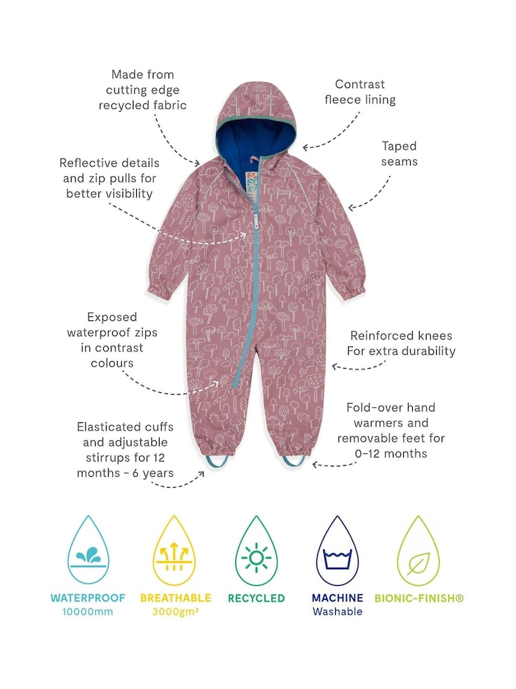 Muddy Puddles Pink Waterproof EcoSplash Puddle suit - Image 9 of 9 Muddy Puddles Pink Waterproof EcoSplash Puddle suit - Image 9 of 9