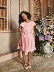 Pink Shimmer Bow Occasion Dress (3-16yrs) - Image 1 of 8