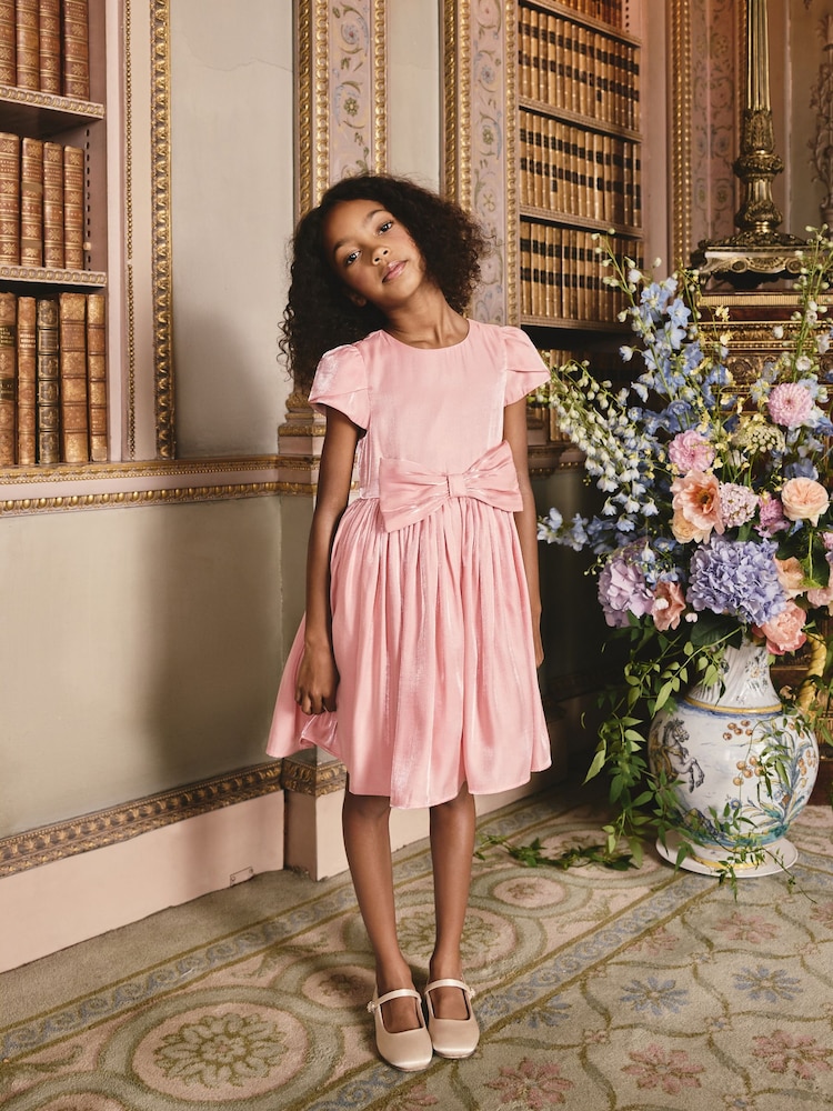 Pink Shimmer Bow Occasion Dress (3-16yrs) - Image 1 of 8