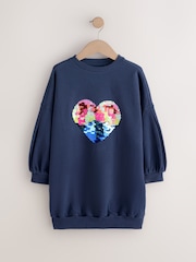 Cœur à paillettes bleu marine - Robe pull (3-16 ans) - Image 6 de 9