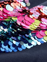 Navy Sequin Heart Jumper Dress (3-16yrs) - Image 9 of 9