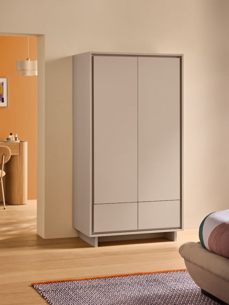 MADE.COM Natural Greige Wood Effect Kaci Double Wardrobe - Image 1 of 5