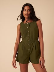 Nobodys Child Green Peri Linen Blend Tailored Playsuit - Image 1 of 5