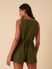 Nobodys Child Green Peri Linen Blend Tailored Playsuit - Image 2 of 5