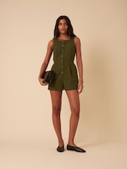 Nobodys Child Green Peri Linen Blend Tailored Playsuit - Image 4 of 5