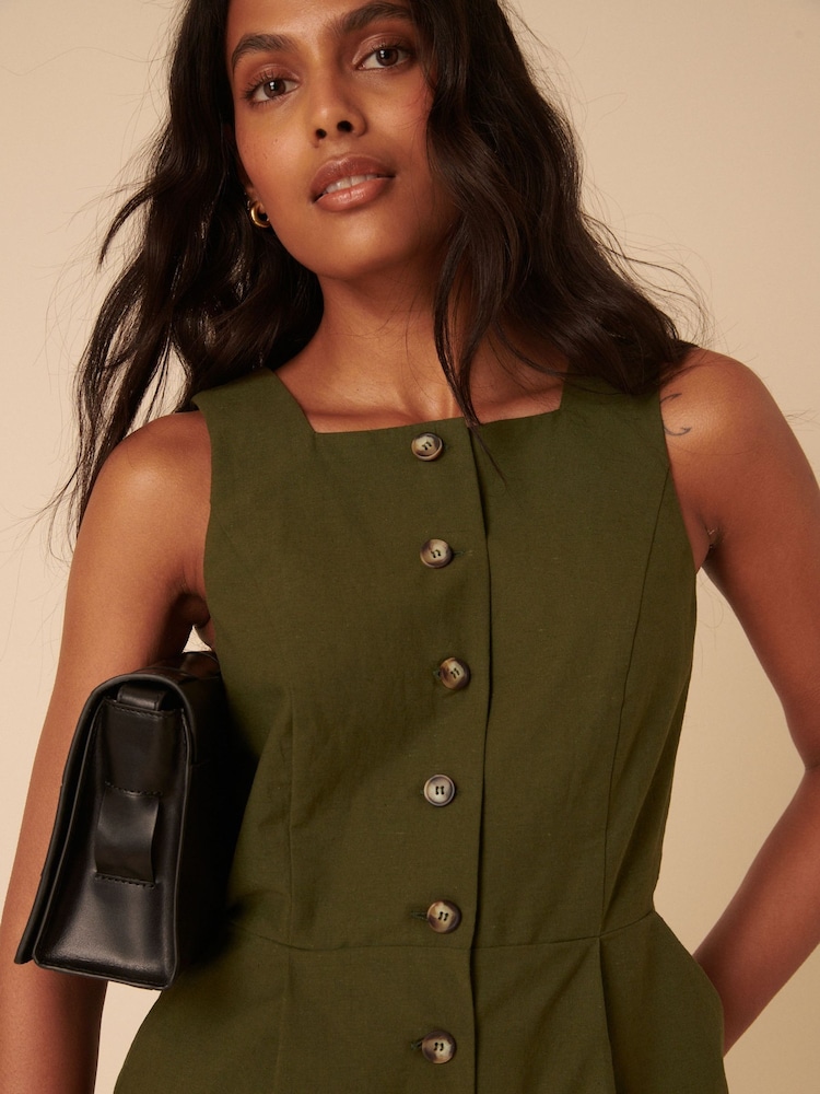 Nobodys Child Green Peri Linen Blend Tailored Playsuit - Image 5 of 5