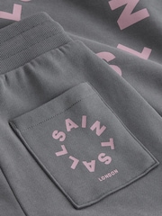 smALLSAINTS Charcoal Grey Tierra Oversized Short Sleeve Hoodie and Shorts Set - Image 11 of 14