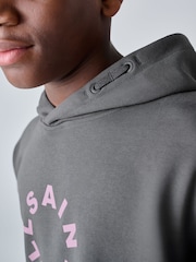 smALLSAINTS Charcoal Grey Tierra Oversized Short Sleeve Hoodie and Shorts Set - Image 3 of 14