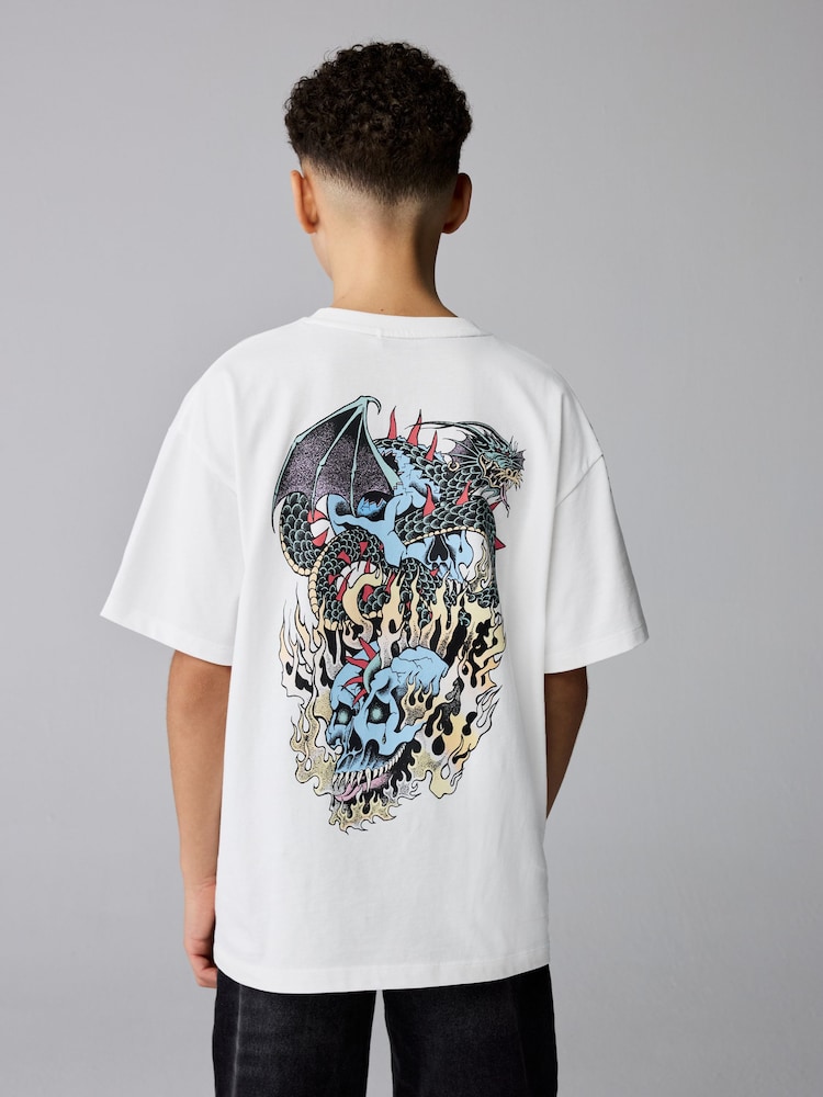 smALLSAINTS White/Writher Oversized Graphic Crew Neck T-Shirt - Image 2 of 8 smALLSAINTS White/Writher Oversized Graphic Crew Neck T-Shirt - Image 2 of 8
