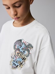 smALLSAINTS White/Writher Oversized Graphic Crew Neck T-Shirt - Image 4 of 8