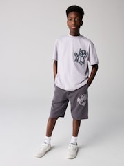 smALLSAINTS Washed Purple/Waffle Orlando T-Shirt and Sweat Shorts Set - Image 1 of 11