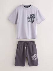 smALLSAINTS Washed Purple/Waffle Orlando T-Shirt and Sweat Shorts Set - Image 6 of 11