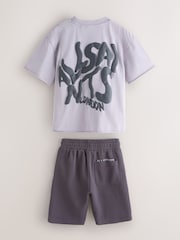 smALLSAINTS Washed Purple/Waffle Orlando T-Shirt and Sweat Shorts Set - Image 7 of 11