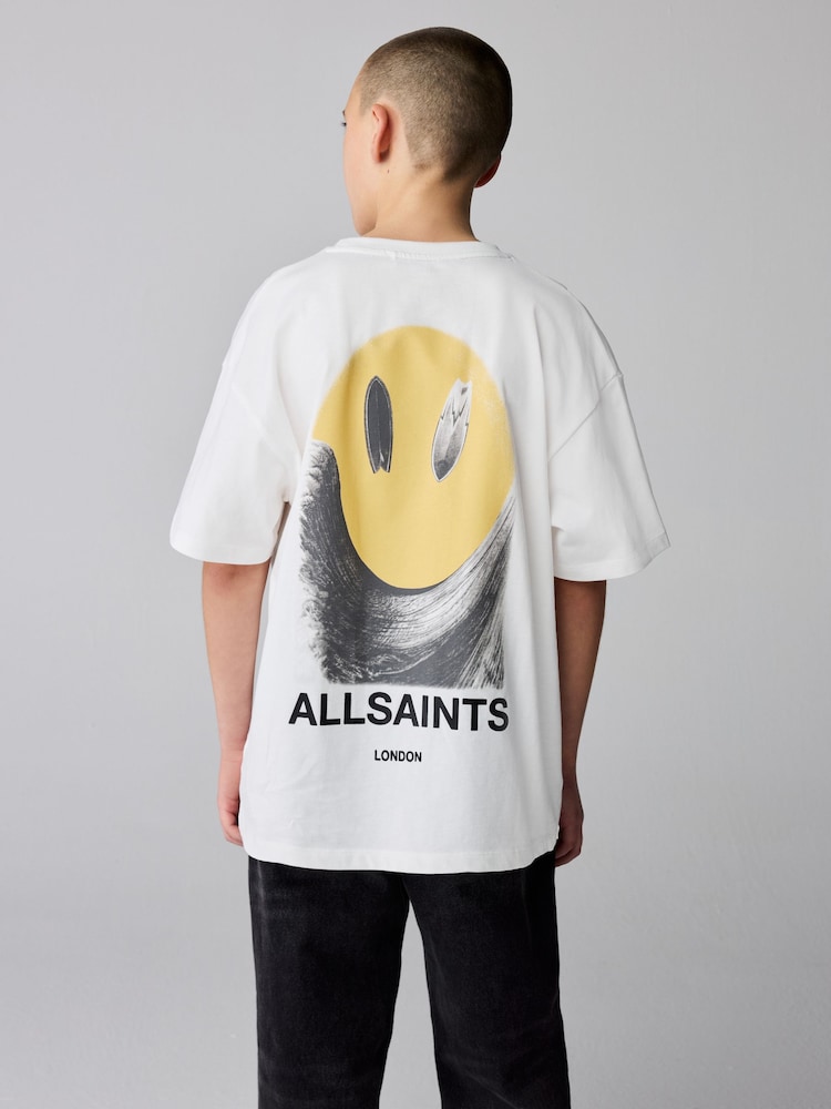 smALLSAINTS White/Party Wave Oversized Graphic Crew Neck T-Shirt - Image 2 of 8 smALLSAINTS White/Party Wave Oversized Graphic Crew Neck T-Shirt - Image 2 of 8