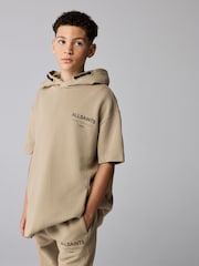 smALLSAINTS Neutral Underground Oversized Short Sleeve Hoodie and Shorts Set - Image 3 of 12