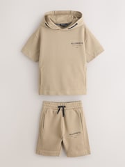 smALLSAINTS Neutral Underground Oversized Short Sleeve Hoodie and Shorts Set - Image 7 of 12