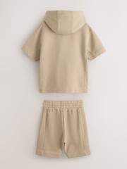 smALLSAINTS Neutral Underground Oversized Short Sleeve Hoodie and Shorts Set - Image 8 of 12