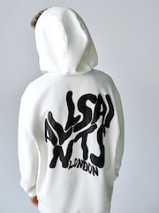 smALLSAINTS White Oversized Orlando Pullover Hoodie - Image 4 of 11