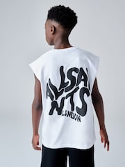 smALLSAINTS White Orlando Logo Oversized Crew Neck Sleeveless T-Shirt - Image 2 of 8