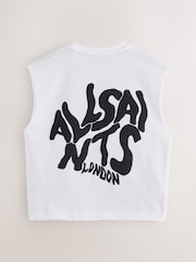 smALLSAINTS White Orlando Logo Oversized Crew Neck Sleeveless T-Shirt - Image 6 of 8