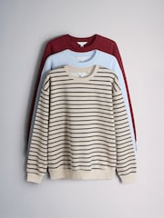 The Set 3 Pack Drop Arm Crew Neck Sweat Tops Multi - Image 1 of 6