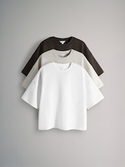 Sjokoladebrun/Taupebrun/Hvit - The Set 3 Pakken med kraftige premium boksede t-skjorter - Bilde 1 av 6