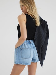 River Island Blue Denim Elasticated A Line Shorts - Image 3 of 3