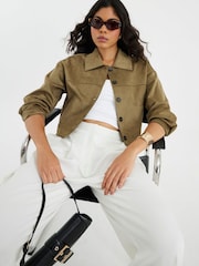 River Island Green Suedette Overshirt - Image 1 of 4