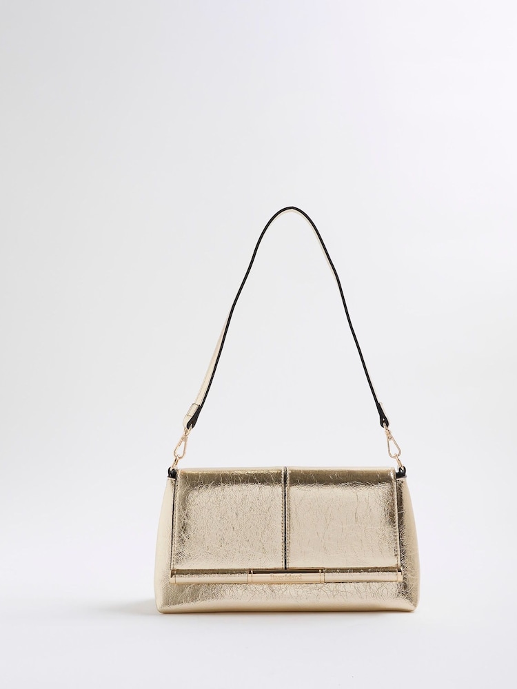 River Island Gold Bar Front Clutch Bag - Image 1 of 6