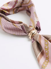 River Island Pink Large Satin Scarf With Ring - Image 2 of 2