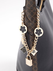 River Island Black Curve Top Charm Slouch Bag - Image 4 of 5