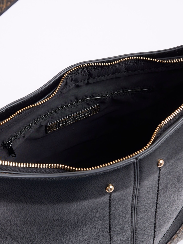 River Island Black Curve Top Charm Slouch Bag - Image 5 of 5 River Island Black Curve Top Charm Slouch Bag - Image 5 of 5