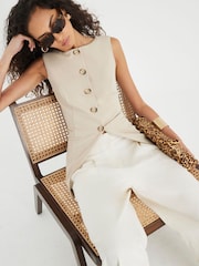 River Island Brown Slash Neck Waistcoat - Image 1 of 4