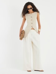 River Island Brown Slash Neck Waistcoat - Image 3 of 4