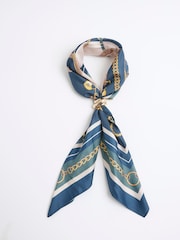 River Island Blue Large Satin Scarf With Ring - Image 1 of 2
