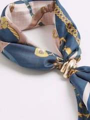 River Island Blue Large Satin Scarf With Ring - Image 2 of 2