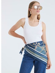 River Island Blue Large Satin Scarf With Ring - Image 3 of 5