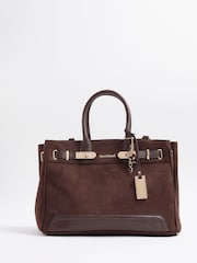 River Island Brown Soft Lock Front Tote Bag - Image 1 of 6