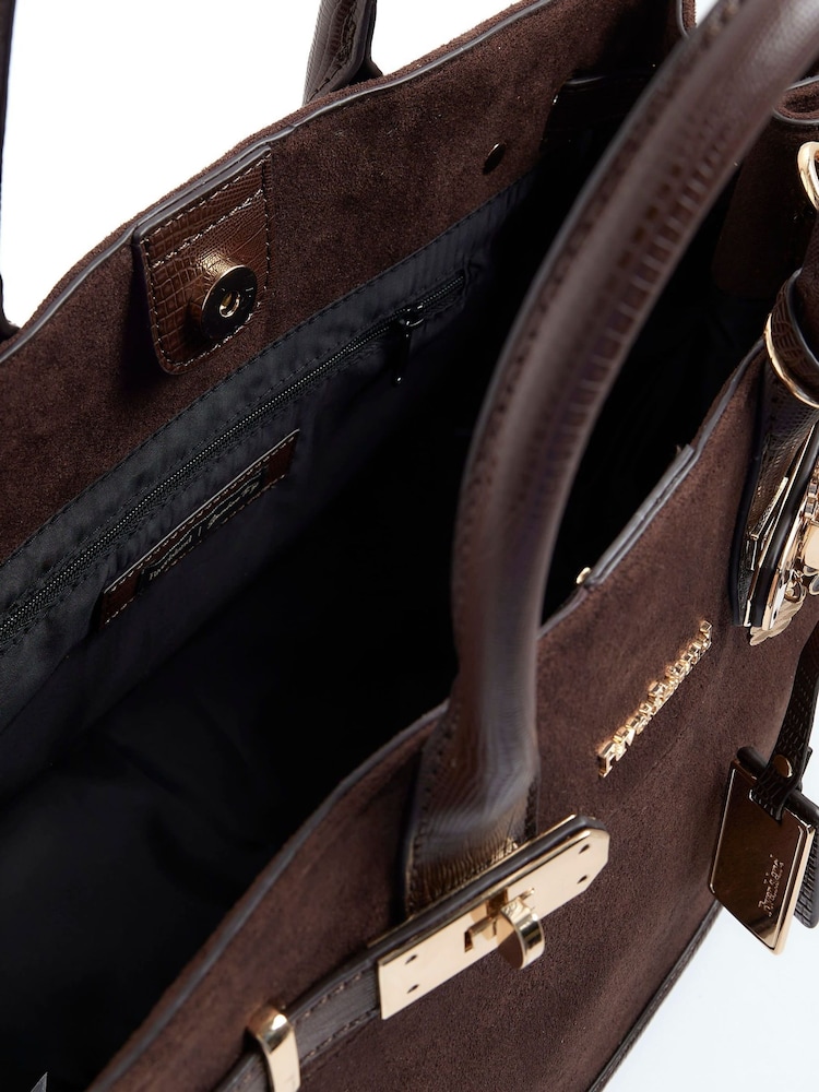 River Island Brown Soft Lock Front Tote Bag - Image 5 of 6
