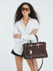 River Island Brown Soft Lock Front Tote Bag - Image 6 of 6