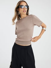 River Island Brown Crew Neck Knitted T-Shirt - Image 2 of 4