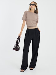 River Island Brown Crew Neck Knitted T-Shirt - Image 4 of 4